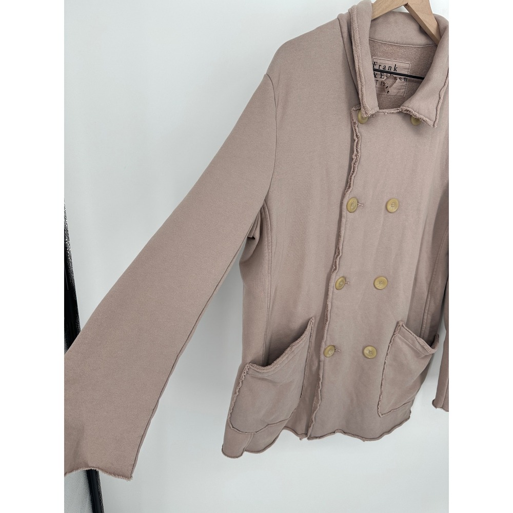 Frank & Eileen Jacket Womens XL Biscotti Pink Beige Belfast Raw Hem Peacoat - Picture 11 of 11
